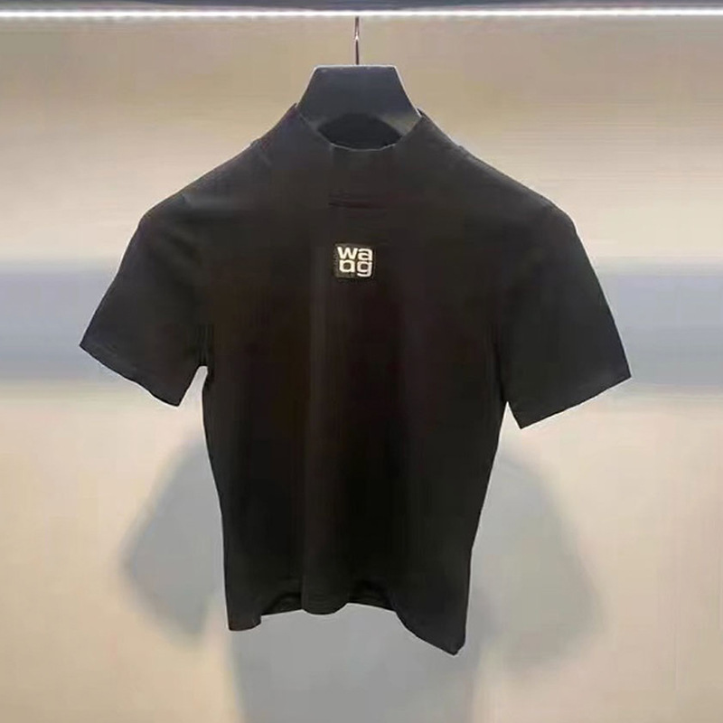 22AW-Wang-Haut-manches-courtes-et-col-montant-t-shirt-serr-avec-lettrage-design-la-mode-2