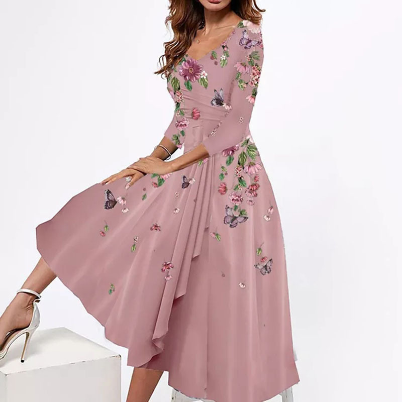 Robe-trap-ze-imprim-floral-pour-femmes-col-en-V-demi-manches-grande-taille-d-contract-3