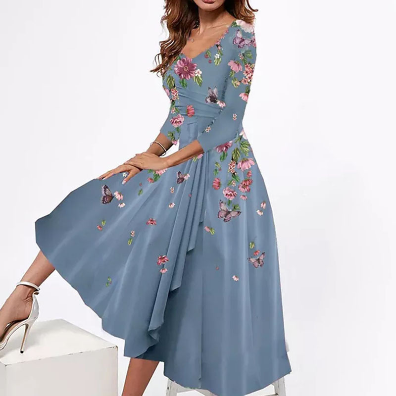 Robe-trap-ze-imprim-floral-pour-femmes-col-en-V-demi-manches-grande-taille-d-contract-5